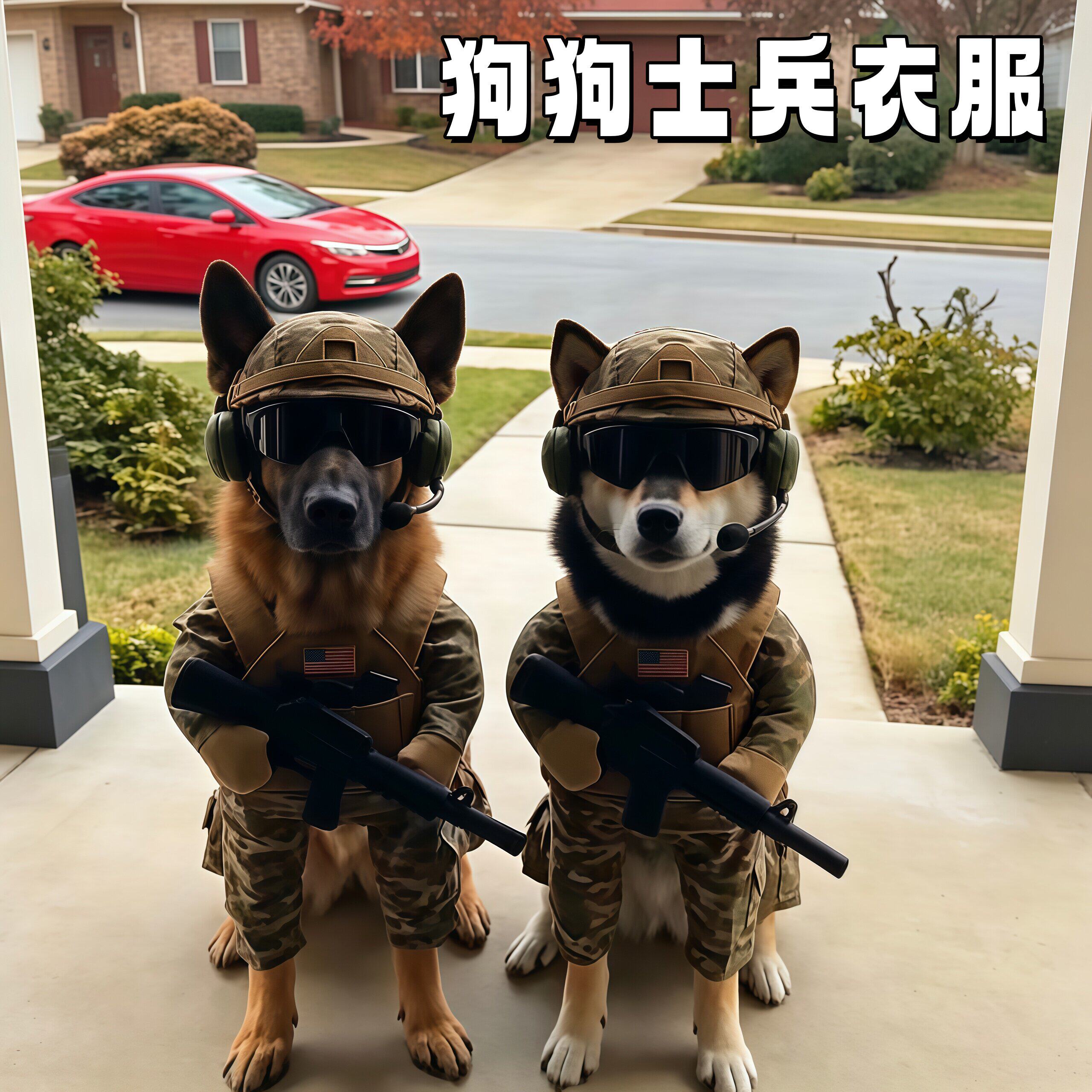 【狗狗cos你的保安】宠物迷彩士兵服背带战术狗爆冲马甲背心万圣