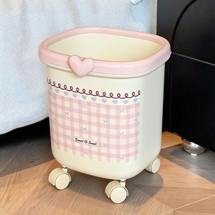 2026新款垃圾桶家用客厅大号大容量高颜值ins风卧室滑轮创意方形