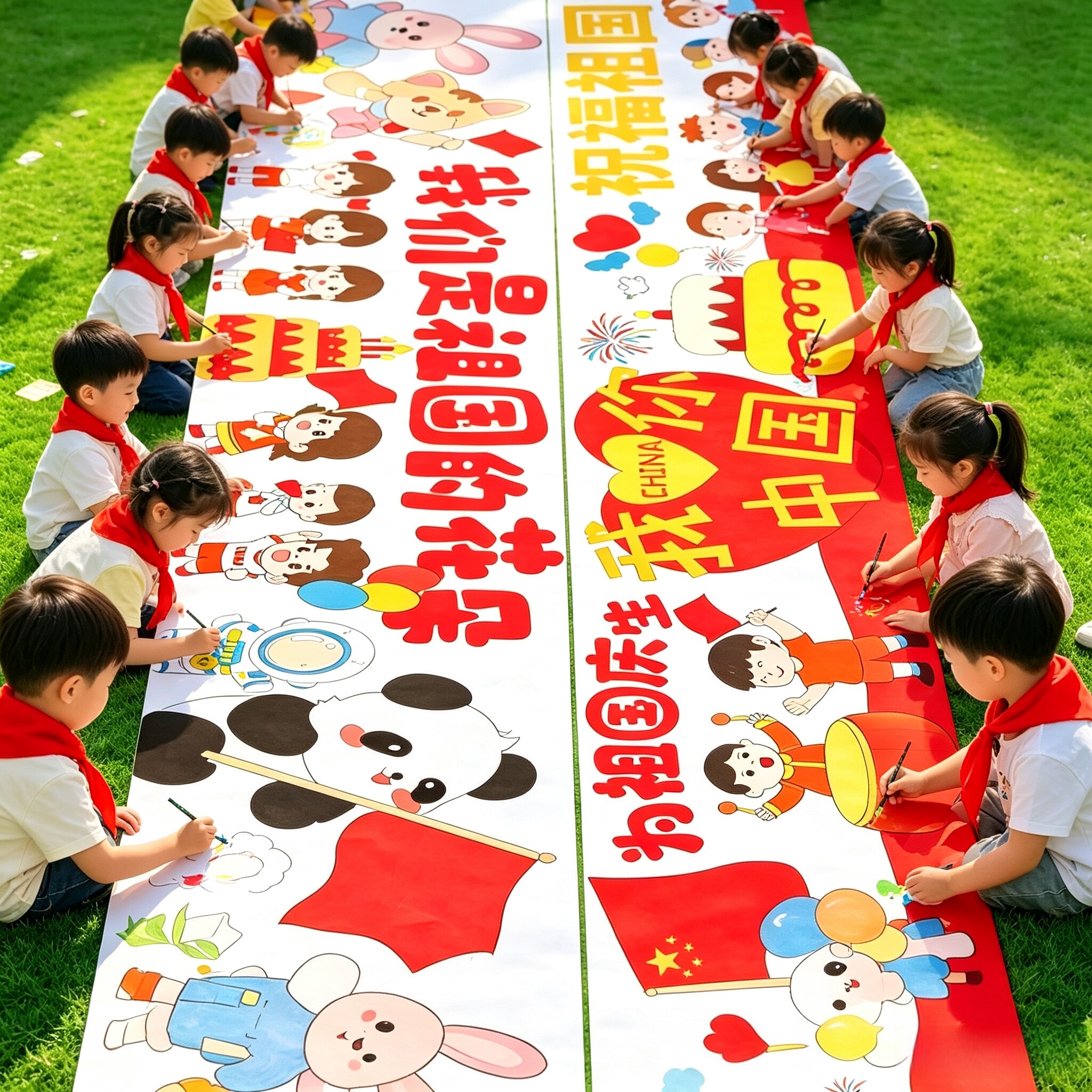 绘画活动国庆节中秋节主题百米画