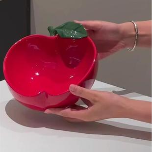 新家入住苹苹安安陶瓷水果盘创意客厅桌面摆件玄关装饰盘设计感