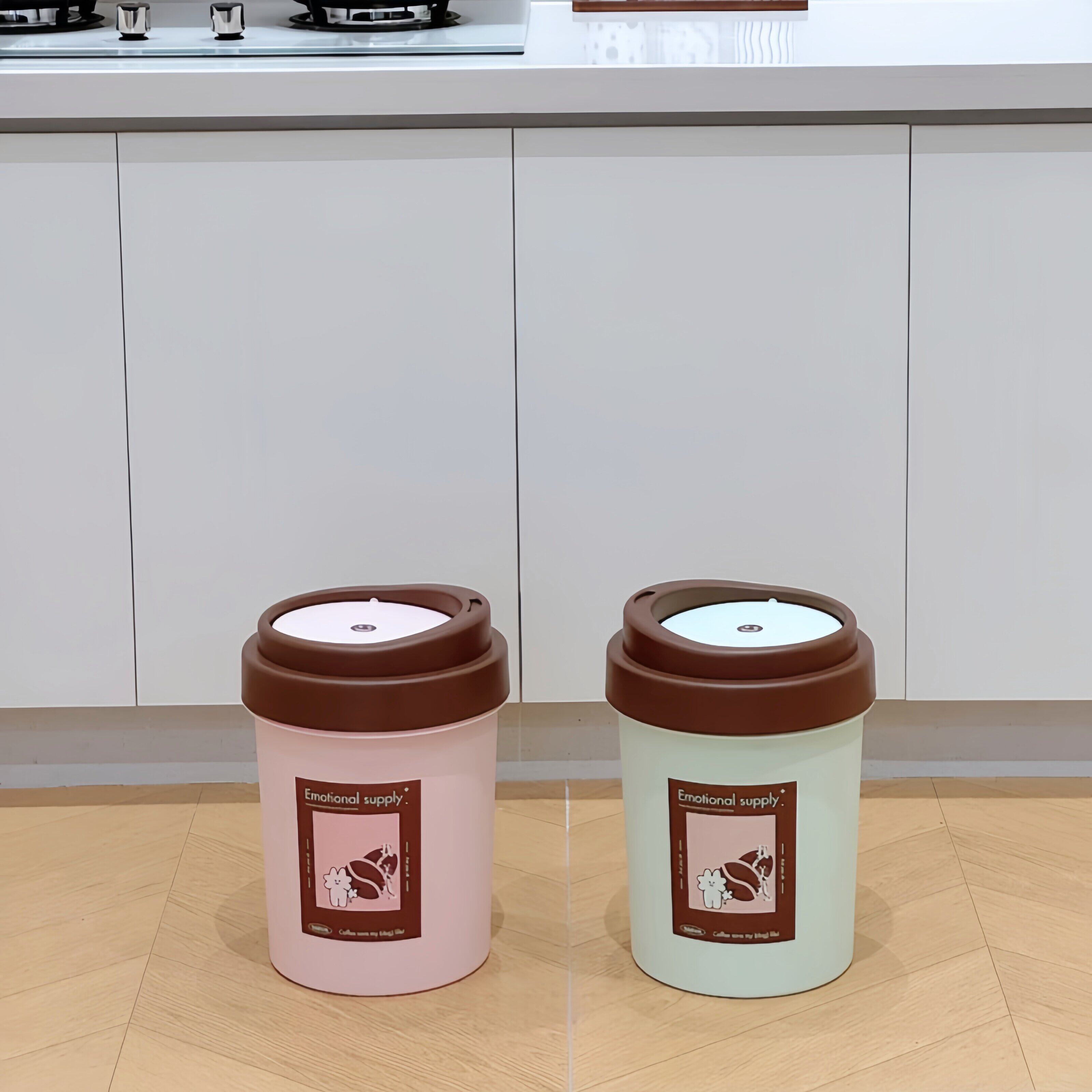 薄荷冰巧可爱咖啡杯摇盖垃圾桶家用客厅卧室装饰垃圾桶大容量纸篓