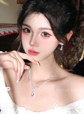 镶钻水滴拼接项链锁骨链女