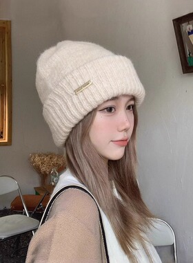 羊毛针织毛线帽女秋冬季保暖