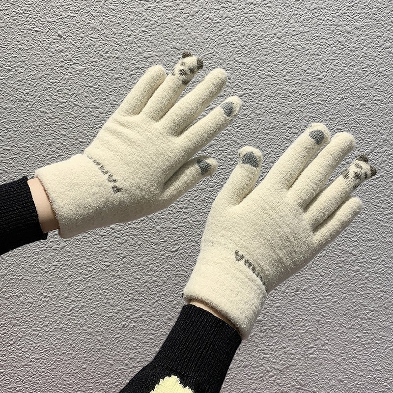 ins风防寒秋冬季手套加绒加厚