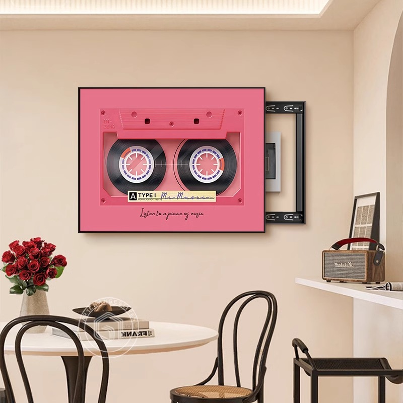 复古磁带电表箱装饰画免打孔配电箱壁画遮挡电闸盒盖板弱开关挂画