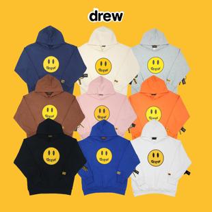 现货drew 情侣男女潮 kaasvision笑脸印花连帽卫衣休闲宽松帽衫