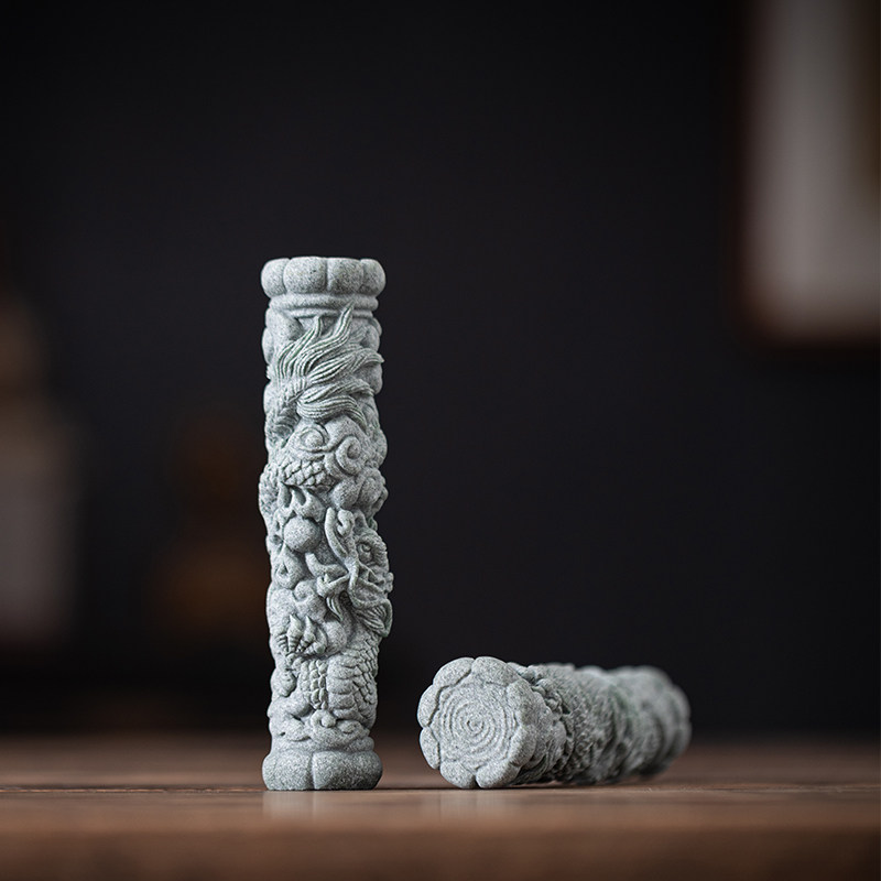 青砂石盘龙柱鱼缸沉水造景国潮精品九龙柱布景创意家居客厅装饰品,家居饰品,装饰摆件,淘宝优惠券,粉丝福利购,淘宝优惠卷