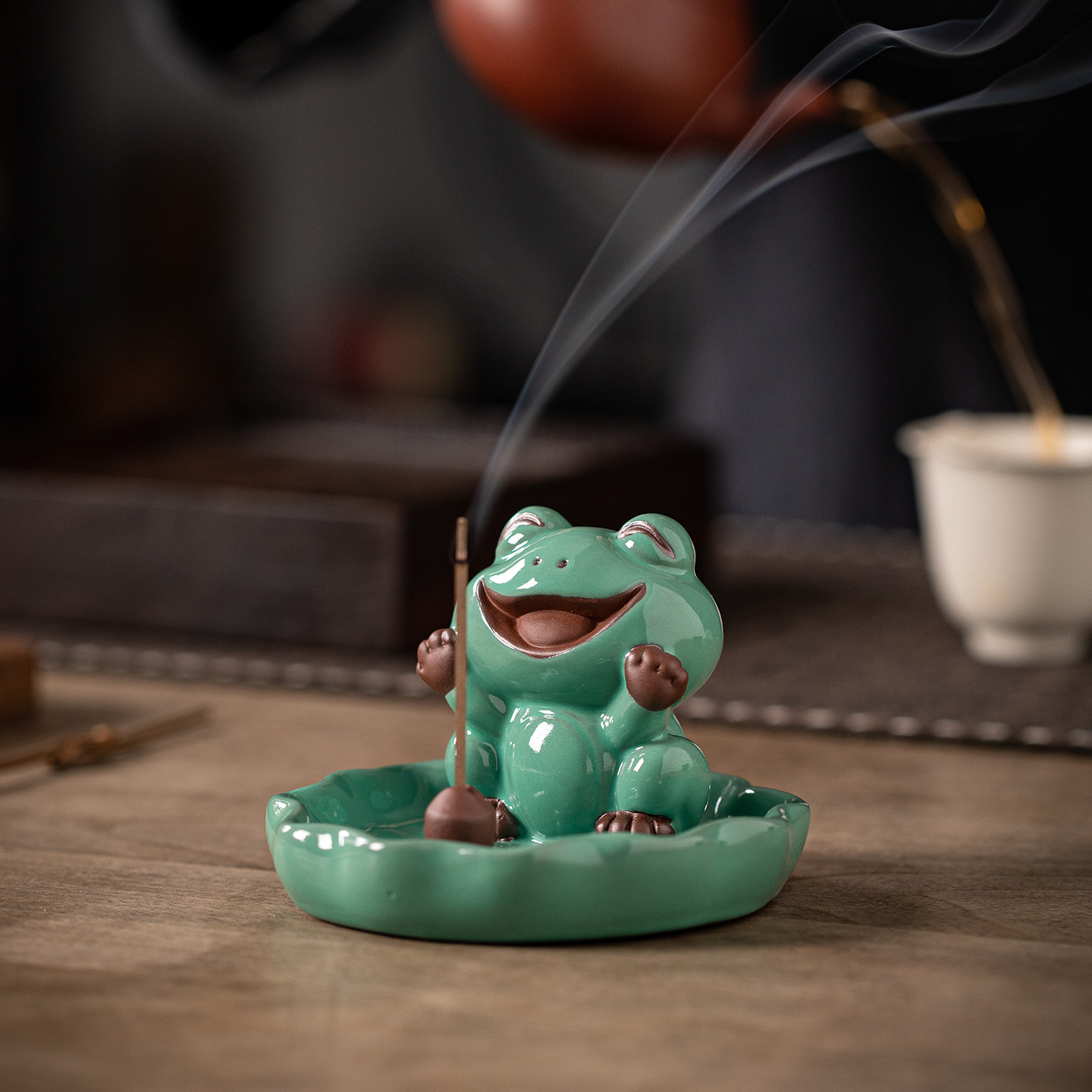 创意陶瓷可爱个性创意青蛙香插香座室内线香插办公桌面装饰,家居饰品,桌面摆件,淘宝优惠券,粉丝福利购,淘宝优惠卷
