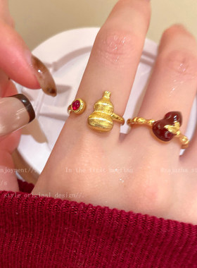 红色新年葫芦开口戒指女款轻