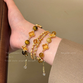 气质千金 金色虎眼石五花手链女高级感轻奢大气叠戴手镯闺蜜手饰