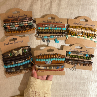 波西米亚复古天然石串珠手链女小众设计民族风手串叠戴巨好看手饰