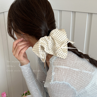 芭蕾风蝴蝶结波点大肠发圈女韩系飘带头花头绳外出百搭扎马尾发饰