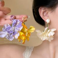 多巴胺彩色花朵耳環(huán)女