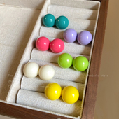 多巴胺彩色糖果圆球耳钉女款 黄色2026新款 耳夹耳环可爱高级感耳饰