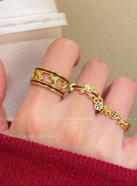 安可拉红色小马开口戒指女