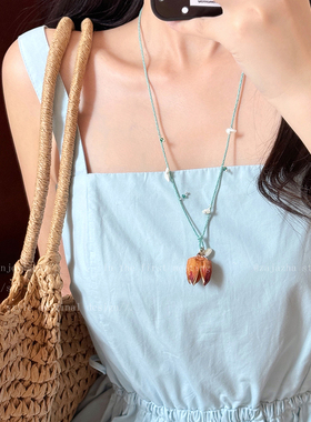 森林物语~天然植绒木荷果项链