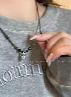 新中式醒狮串珠毛衣项链