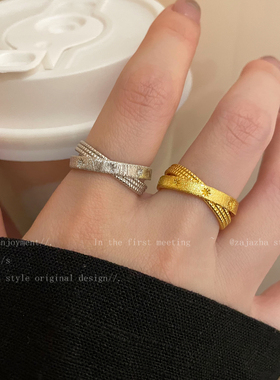 小红书爆款！爆闪星芒双环戒指女