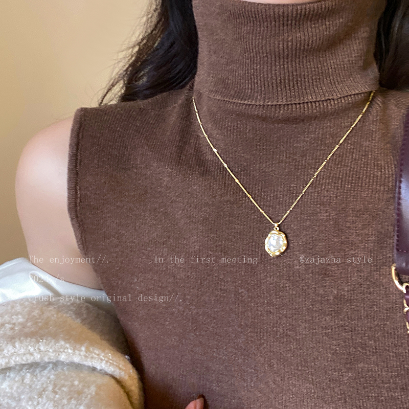 不规则珍珠项链女秋冬新款韩系简约气质毛衣链轻奢小众高级感配饰