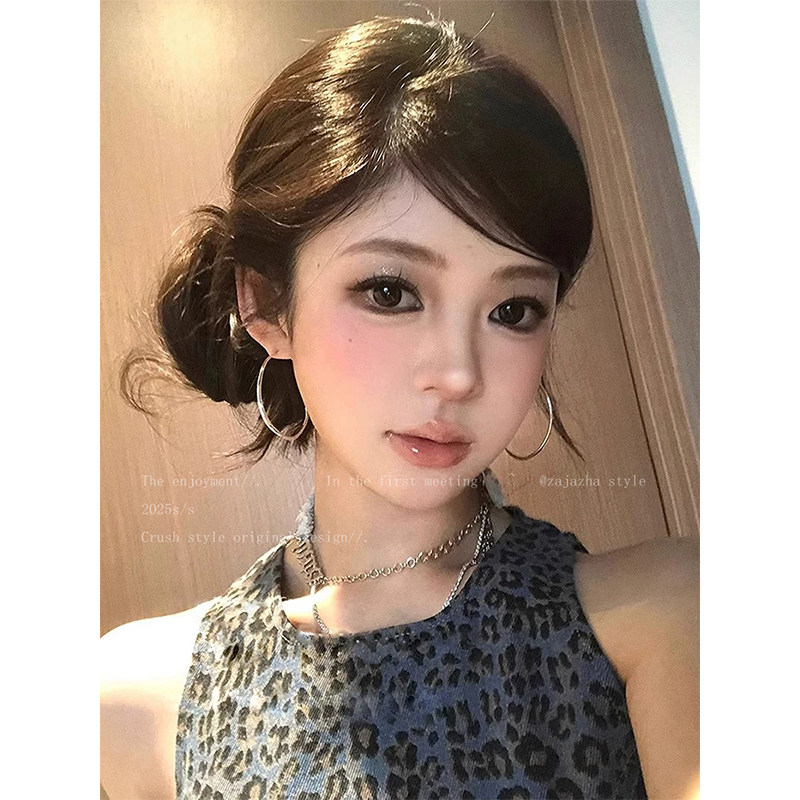 彩色水晶不对称花朵耳环女