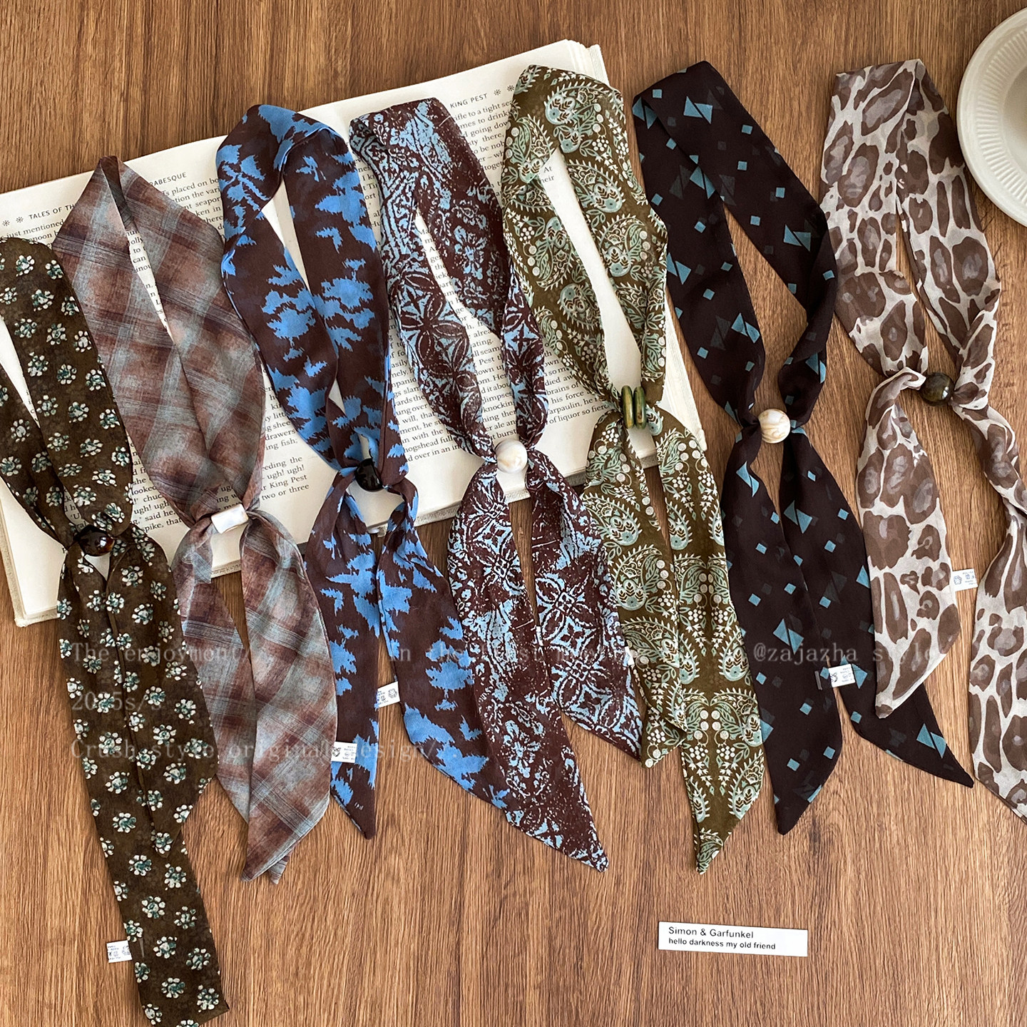 油画少女~森系复古腰果花系脖丝巾项链女2026新款小方巾时尚配饰,饰品/流行首饰/时尚饰品新,项链,淘宝优惠券,粉丝福利购,淘宝优惠卷