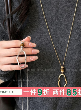 韩系ins简约不规则圆形项链女轻