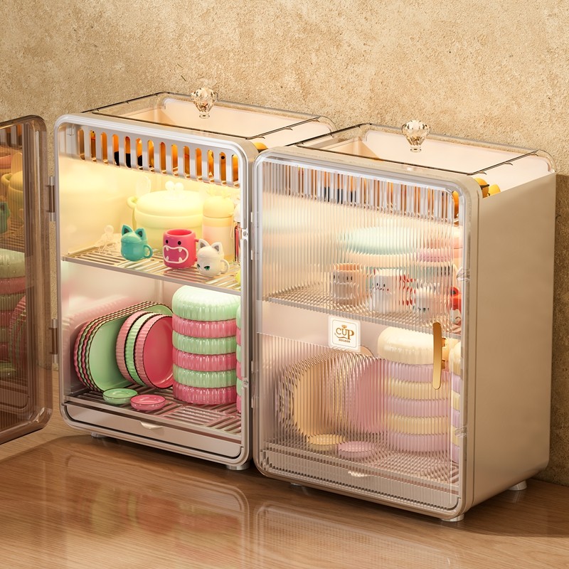 婴儿辅食餐具收纳柜宝宝奶瓶箱碗盘柜沥水架工具防尘盒带盖杯子置
