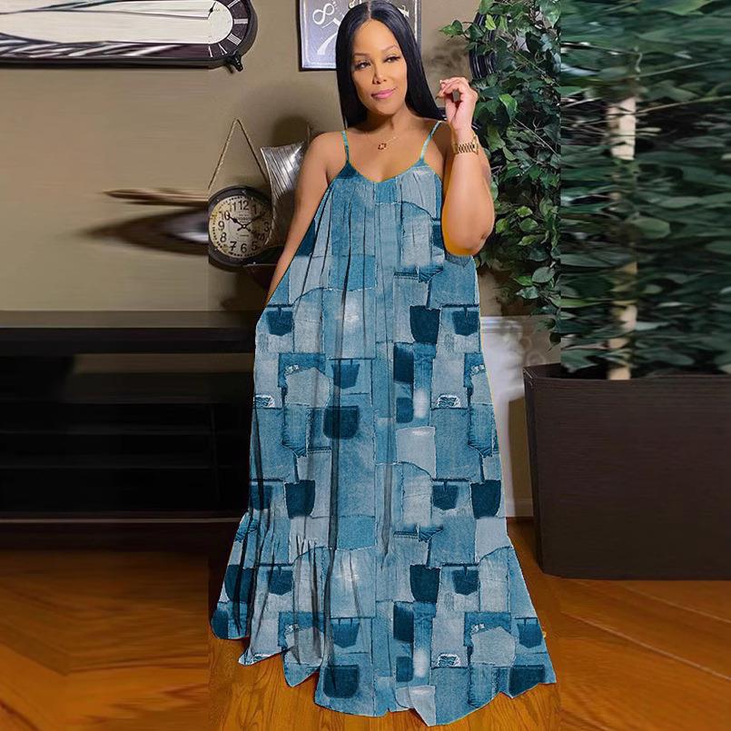 fall long long dress womens vintage ink patchwork robe