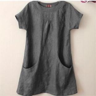 large top neck and cotton special Round pocket loose short