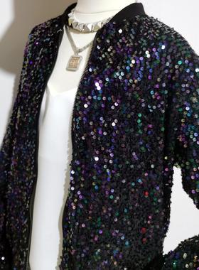 outwear dance show stage coat zipper sequined embroidered