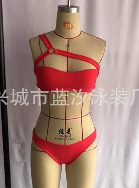 bikini one-shoulder underwired print leopard solid sexy