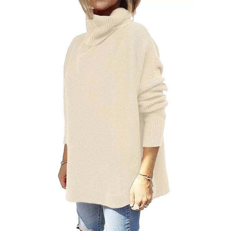 Womens Turtleneck Oversized Sweater Mid-Length Batwing