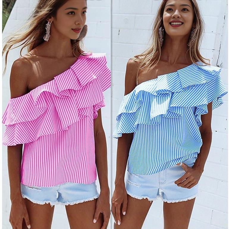 summer neck new young slim split ruffled ladies slash