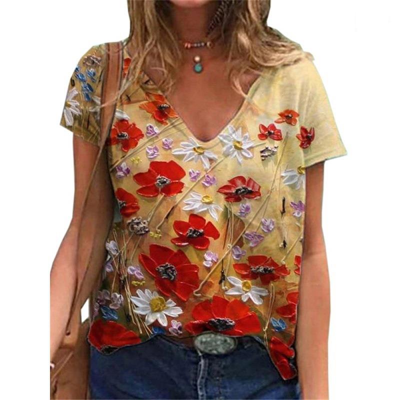 summer tee oversized xl loose size tops cute xl print women