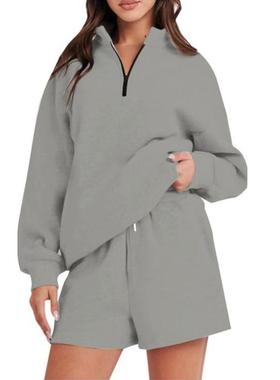 Set Sweatshirt Pocketless with Shorts Color Solid Pocket