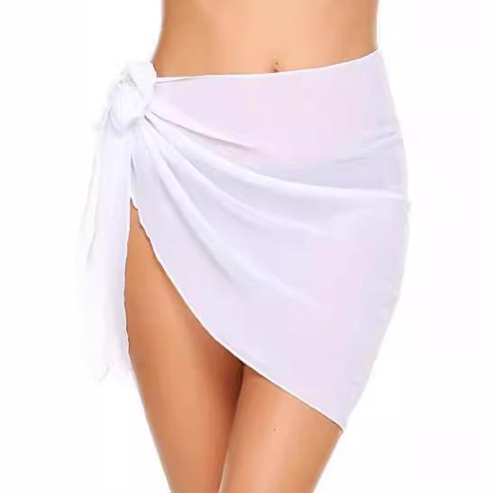 women sheer wrap knot up skirt without bikini beach wrap
