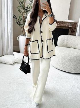 pantsuit color women leg clothes winter straight loose