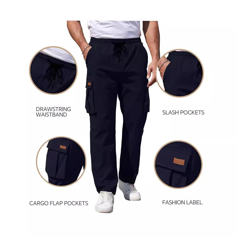 multi-pocket casual polyester-cotton drawstring workwear