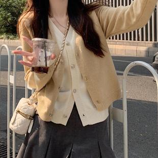 neck womens sweater cardigan metal coat knitted button