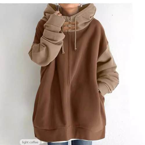 zipper placket sweatshirt hooded sweatshirt coat stylish