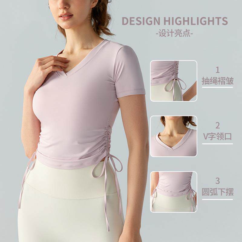 top for color training V-neck suit T-shirt fitness fit