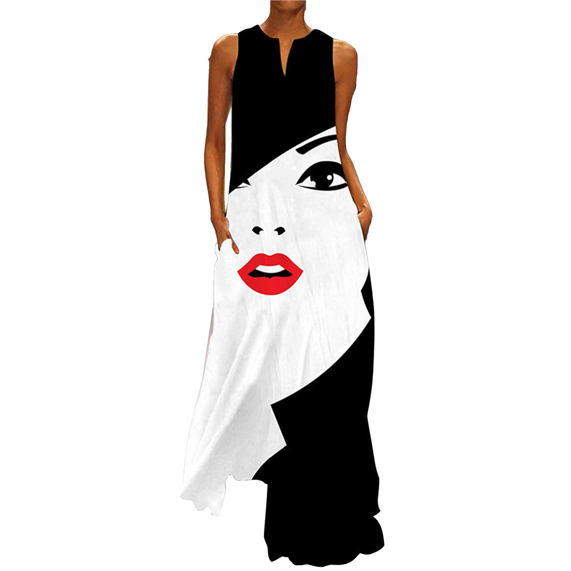 gown evening sleeveless elegant women dress long pocket