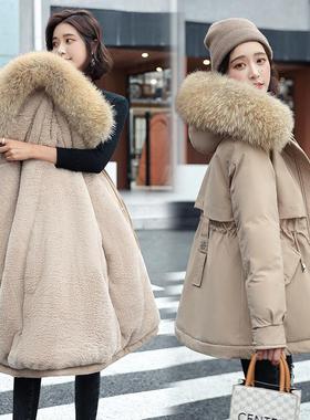 cm -long coat winter warm fur rabbit real parka fur hooded