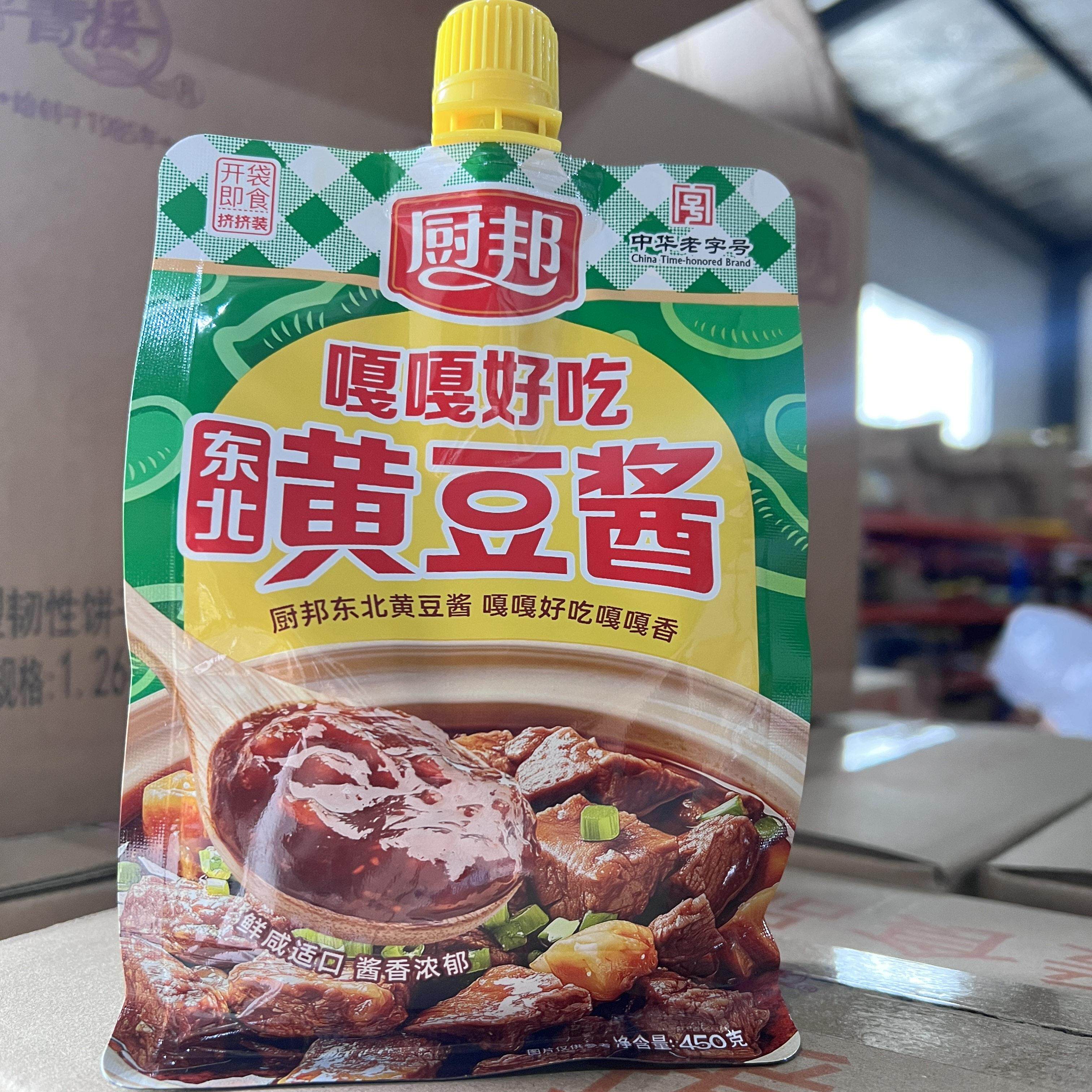 新货厨邦东北黄豆酱450g家用炒菜拌面酱料豆瓣酱商用调味品开袋即
