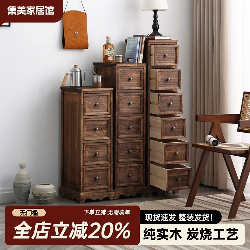 实木餐边柜新中式复古柜子图片