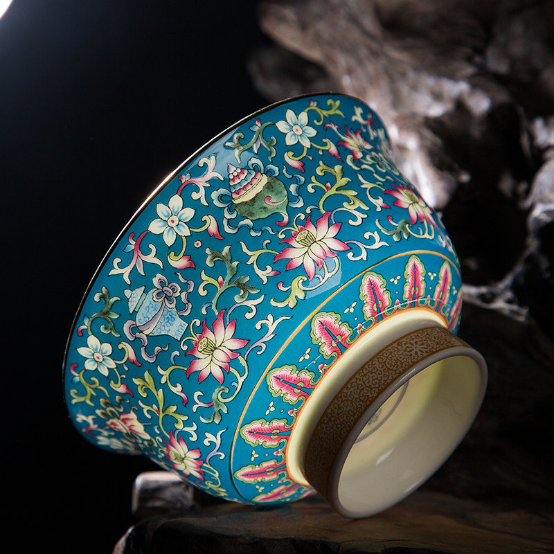 珐琅彩饭碗小面碗骨瓷高脚防烫家用单个中式宫廷碗景德镇陶瓷餐具,餐饮具,碗,淘宝优惠券,粉丝福利购,淘宝优惠卷