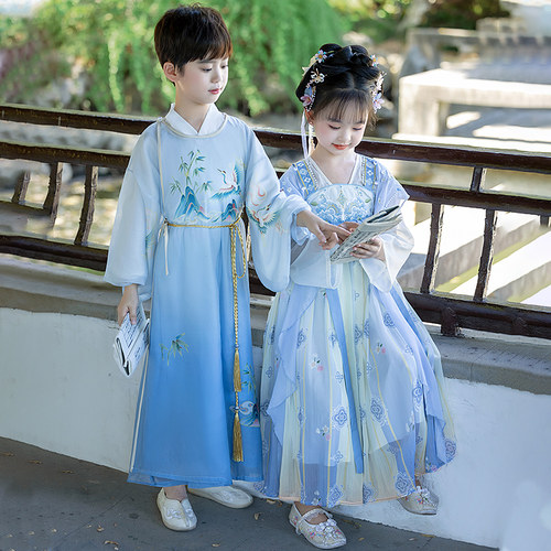 儿童汉服男童女童古装2025新款中国风演出服帅气少爷国学服唐装