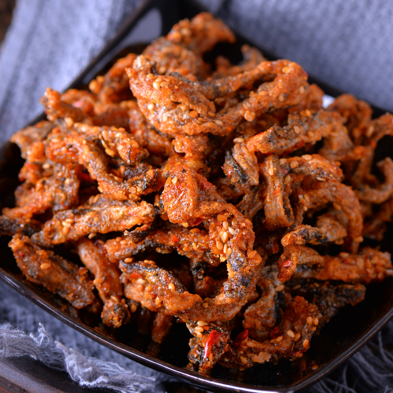 香辣鱼皮500g甜辣蜜汁鱼皮鳕鱼零食即食海味特产小吃海鲜鱼干散装