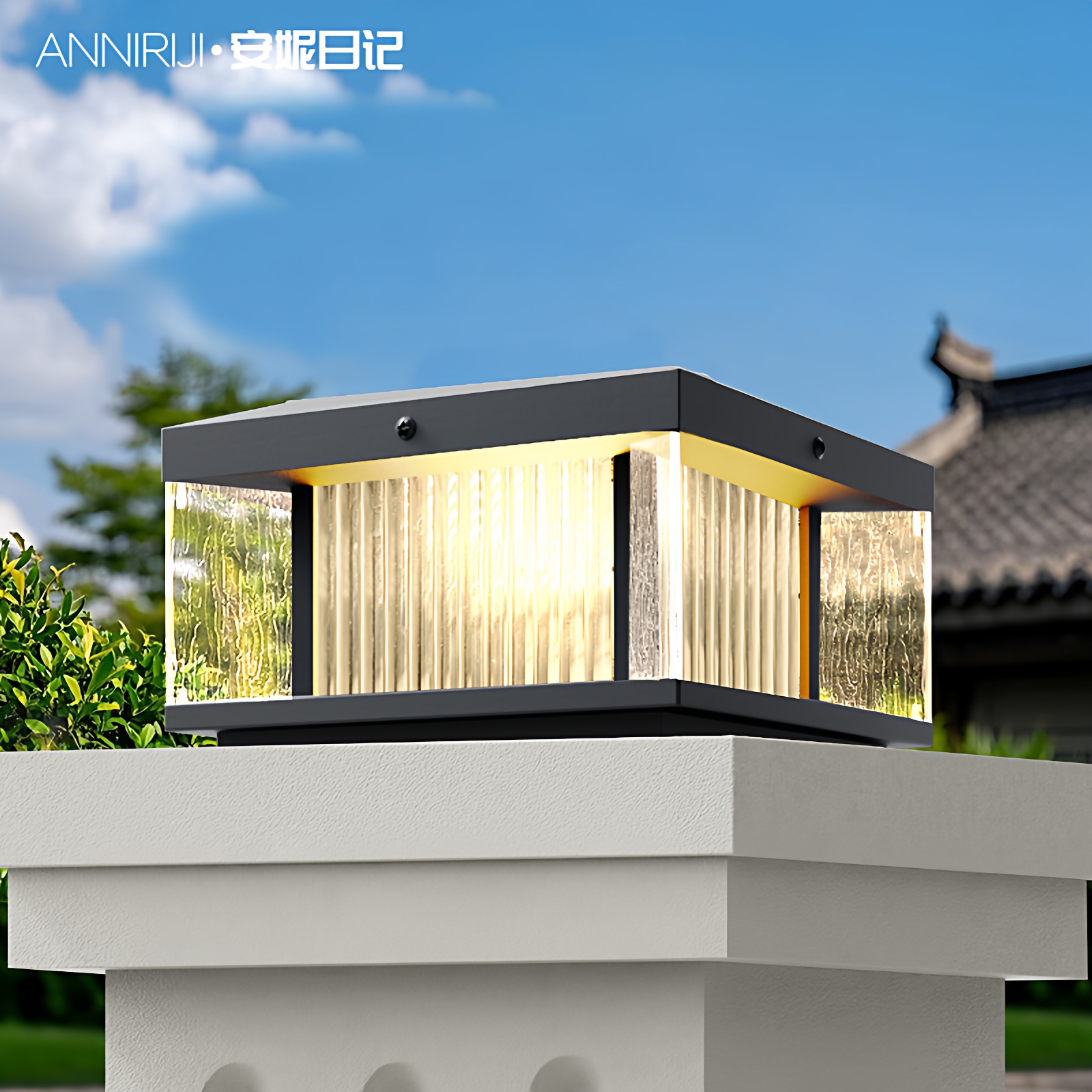 2025新款太阳能户外柱头灯别墅庭院墙头大门口门柱子围墙灯接电款