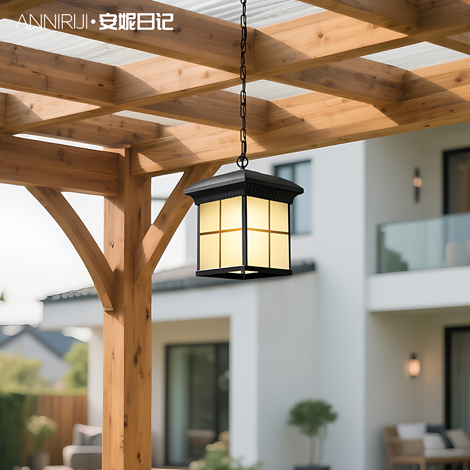 太阳能户外防水复古别墅庭院新中式民宿入户大门凉亭阳台玄关吊灯